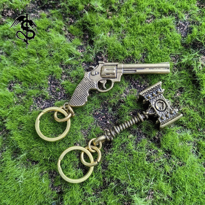 Handmade Pure Brass Doom Hammer Revolver Keychain
