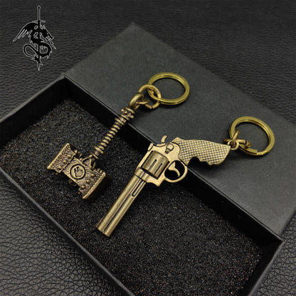 Handmade Pure Brass Doom Hammer Revolver Keychain