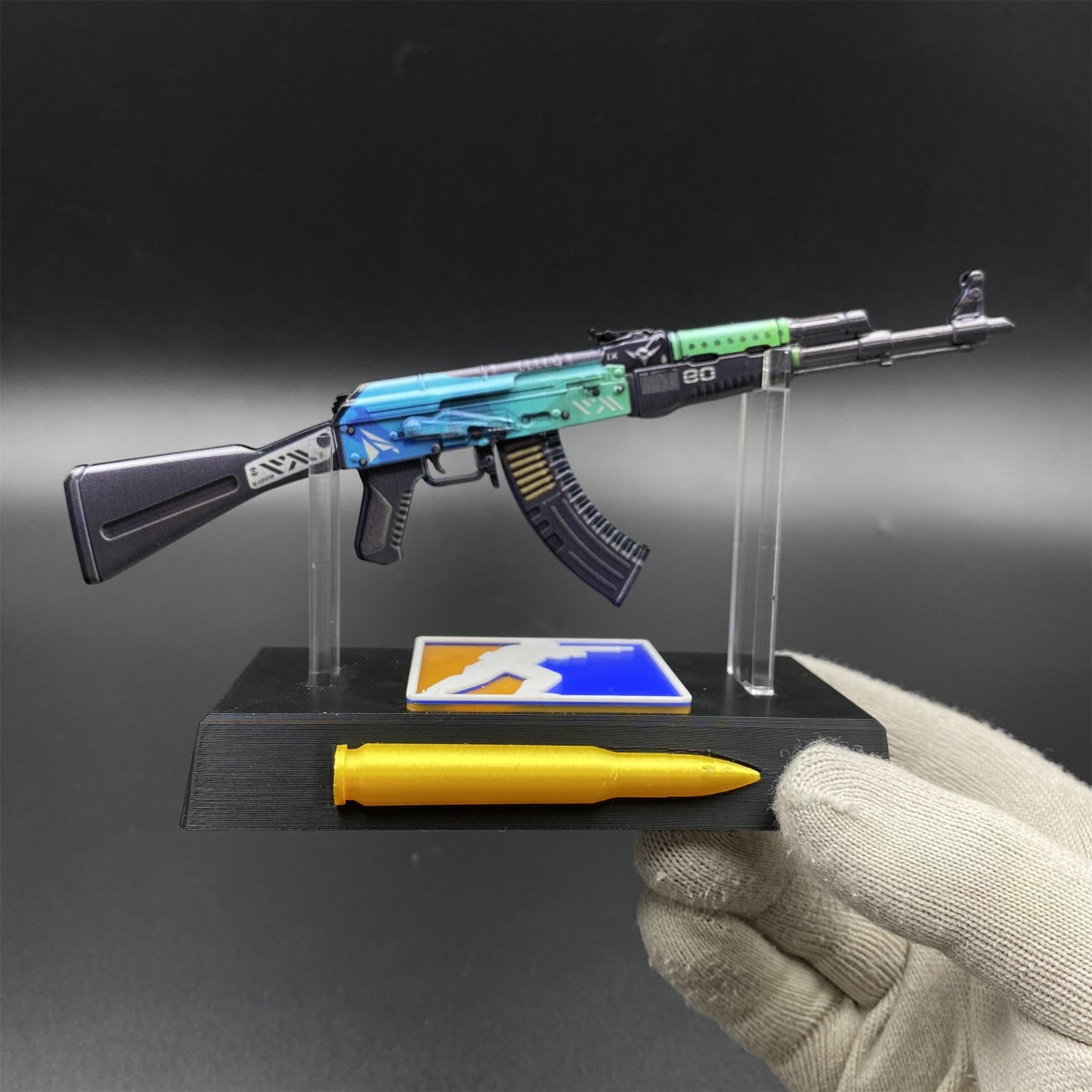 Metal AK47 Ice Coaled Miniature CSGO Fan Art For Collection