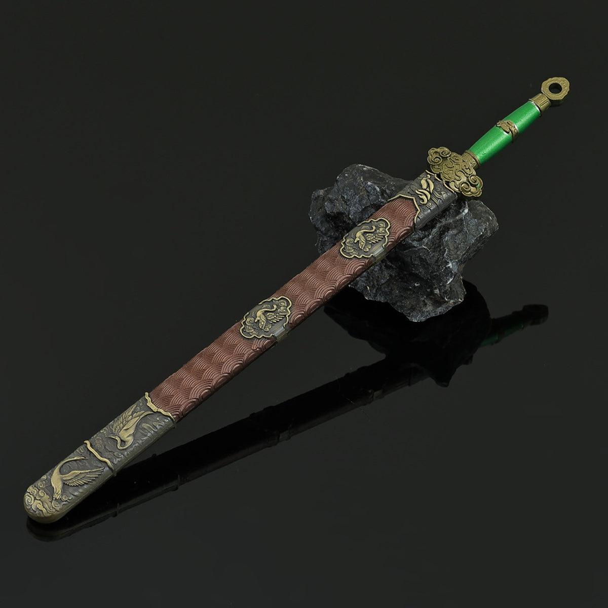 Lu Dongbin Chunyang Sword Mini Replica, Chinese Legend Alloy Collectible Sword Ornament