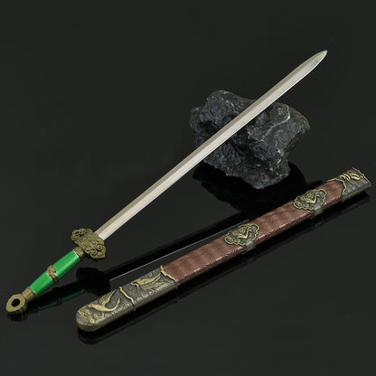 Lu Dongbin Chunyang Sword Mini Replica, Chinese Legend Alloy Collectible Sword Ornament