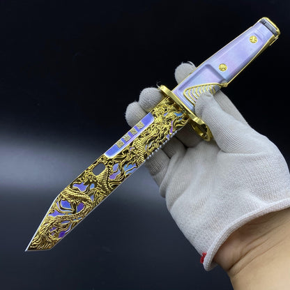 IRL Delta Force Dragon Fang Tactical Dagger Metal Replica - Soaring Dragon Collectible