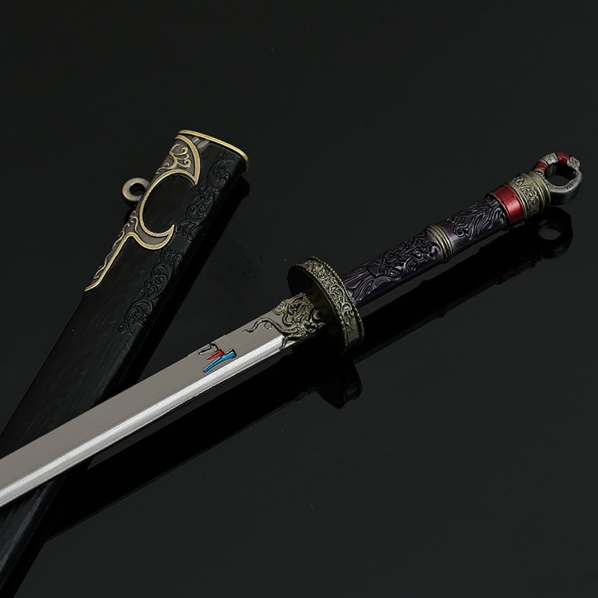 Cang Yu Tu Meng Chuan Demon Slayer Sword Alloy Replica Chinese Fantasy Anime Weapon Replica with Scabbard Non-sharp Desktop Collectible Ornament Gift