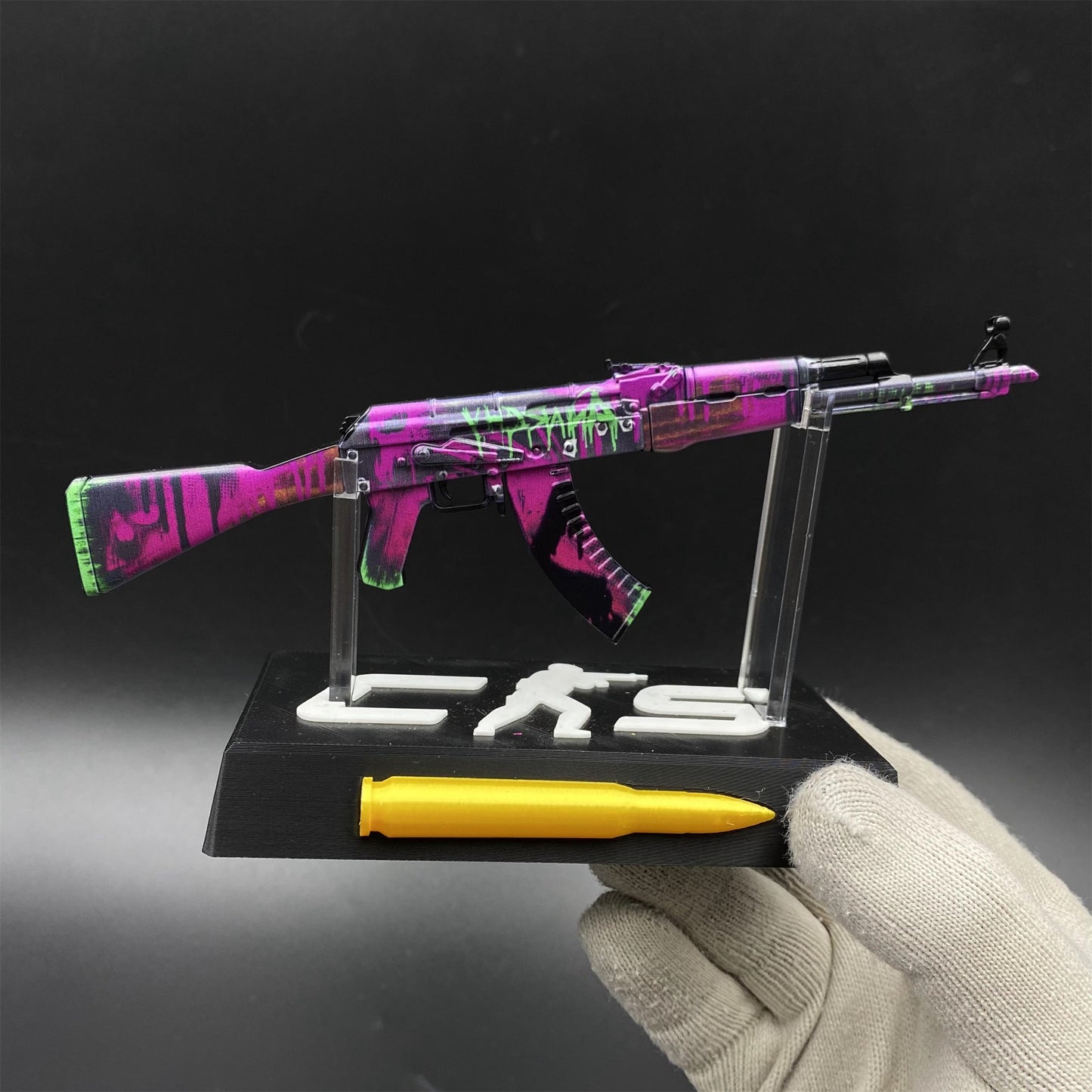 Hot Game CS2 Tiny Gun AK47 Neon Revolution Metal Replica Game Prop Collectible