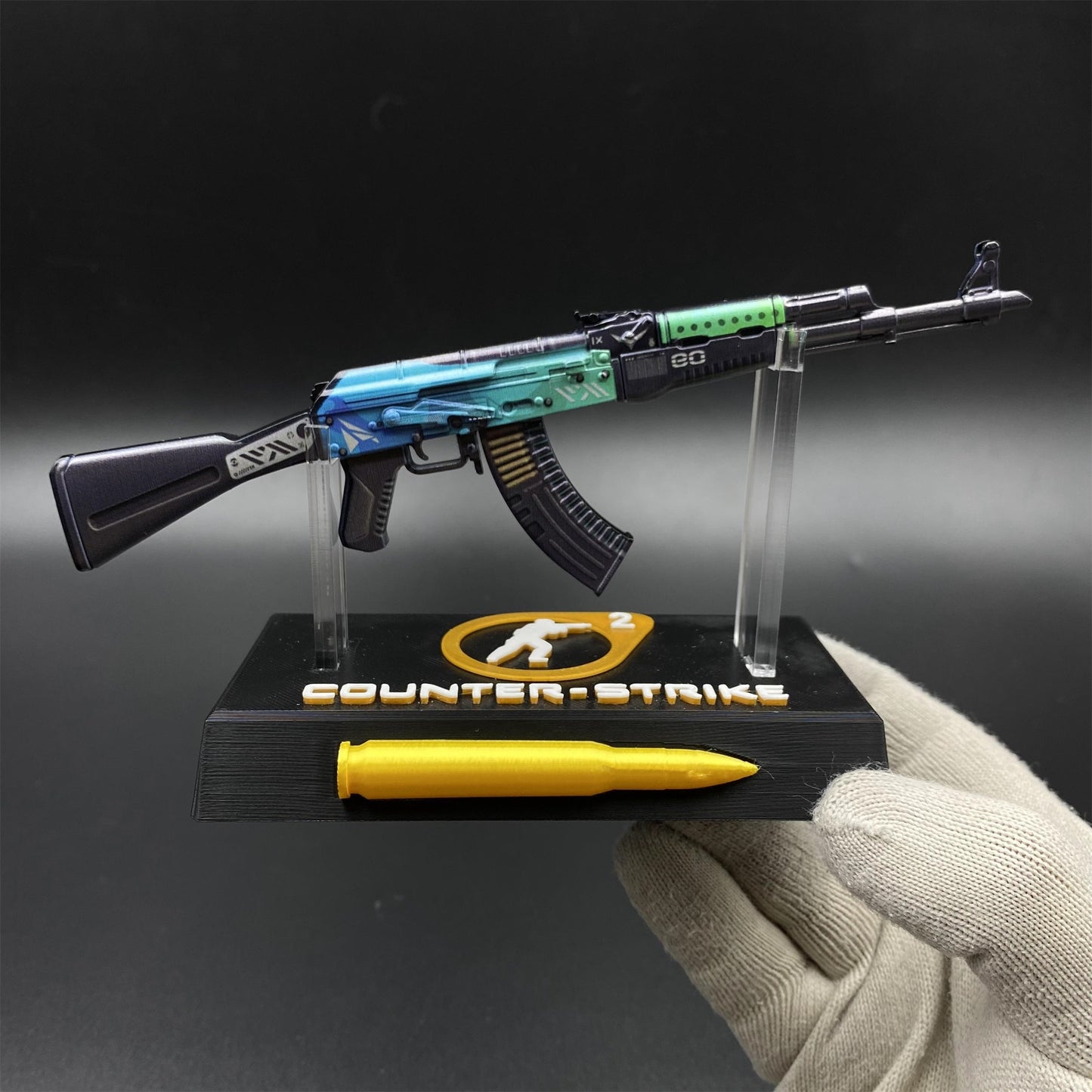 Metal AK47 Ice Coaled Miniature CSGO Fan Art For Collection
