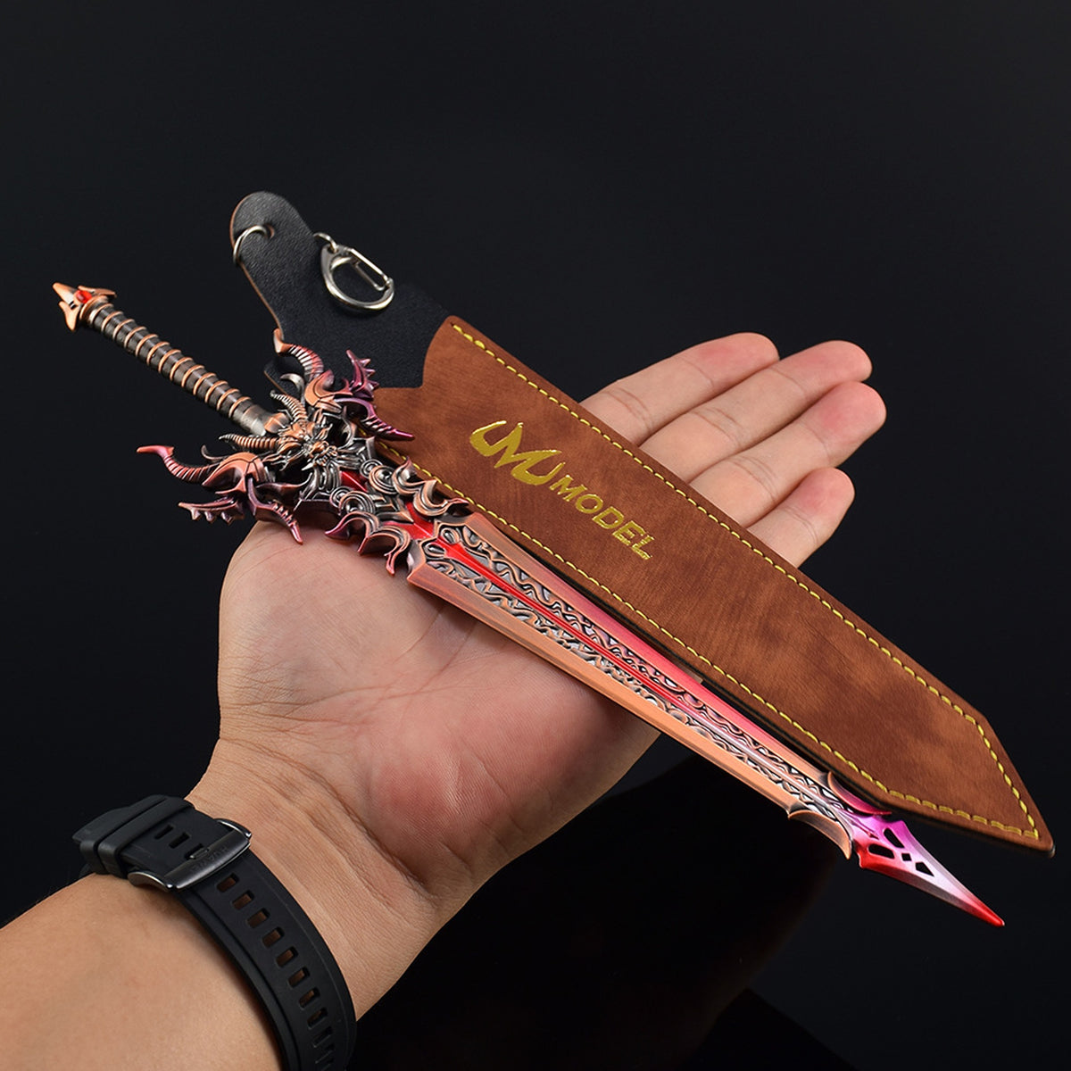 Dark Dragon Emperor Sword Mini Replica, Douluo Anime Alloy Collectible Sword Ornament