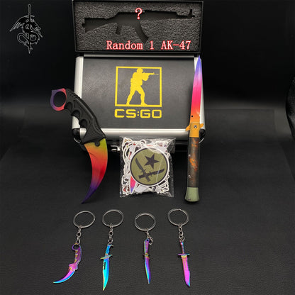 Fade Skin Stiletto Knife & Karambit & Stickers & Keychains & Random 1 AK With Gift Case