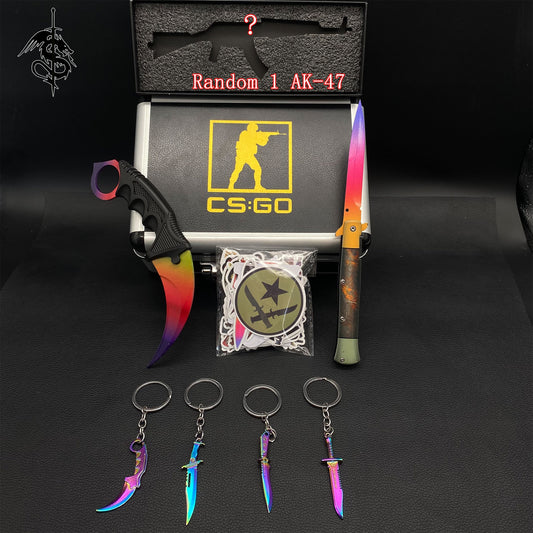 Fade Skin Stiletto Knife & Karambit & Stickers & Keychains & Random 1 AK With Gift Case