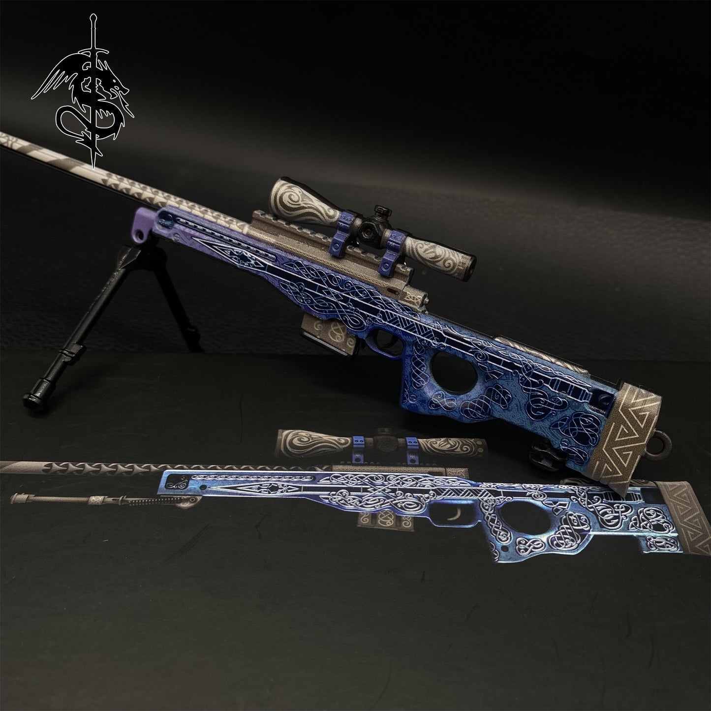 Dragon Lore & Gungnir Skin AWP Miniature Metal Gun Model