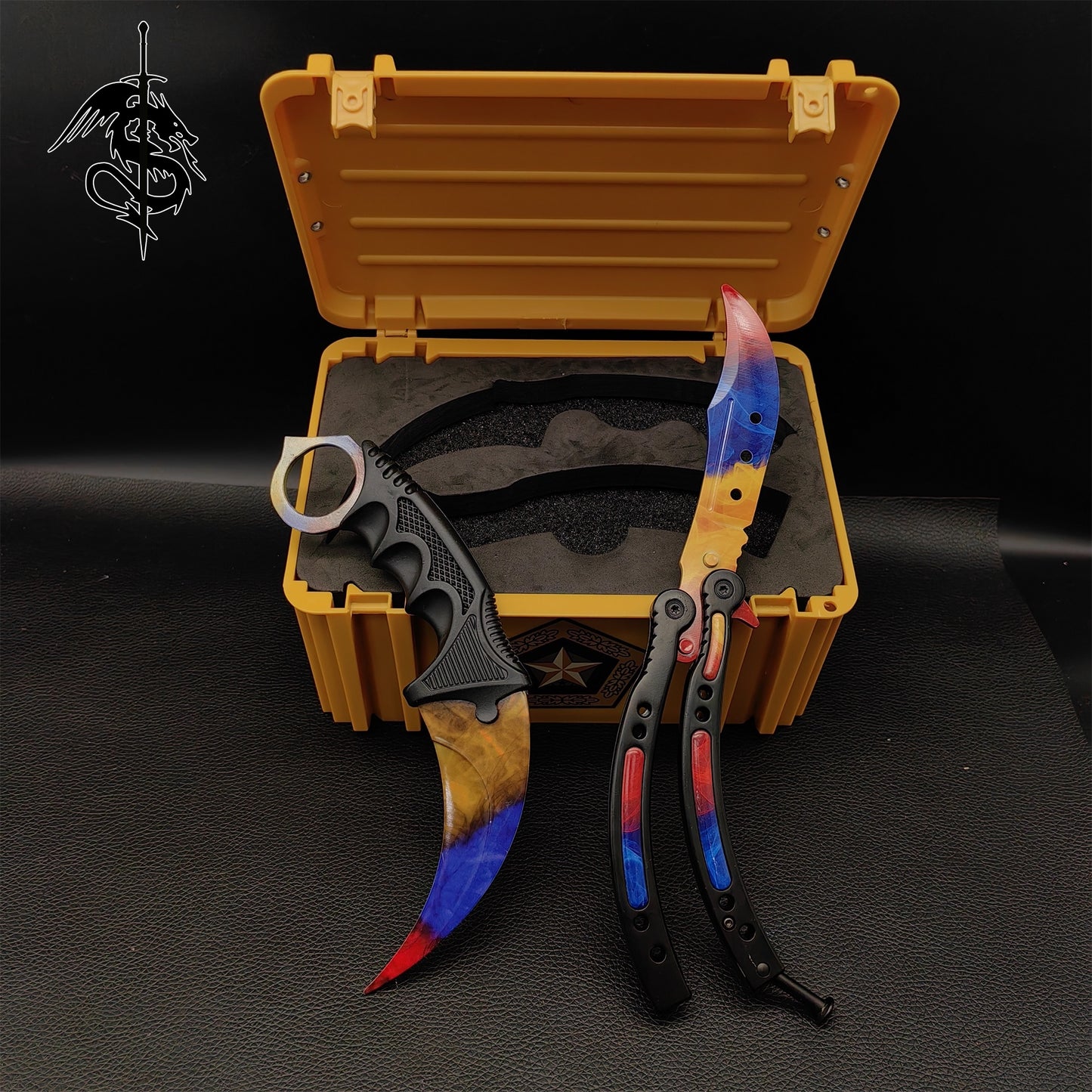 Marble Fade Skin Karambit Trainer & Balisong Knife Gift Case