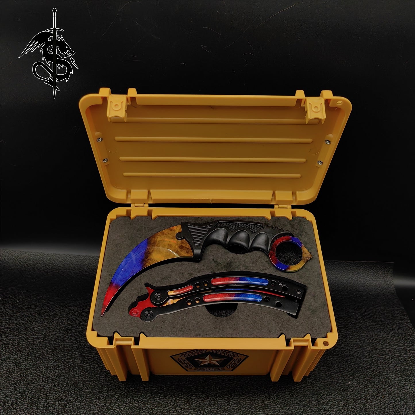 Marble Fade Skin Karambit Trainer & Balisong Knife Gift Case