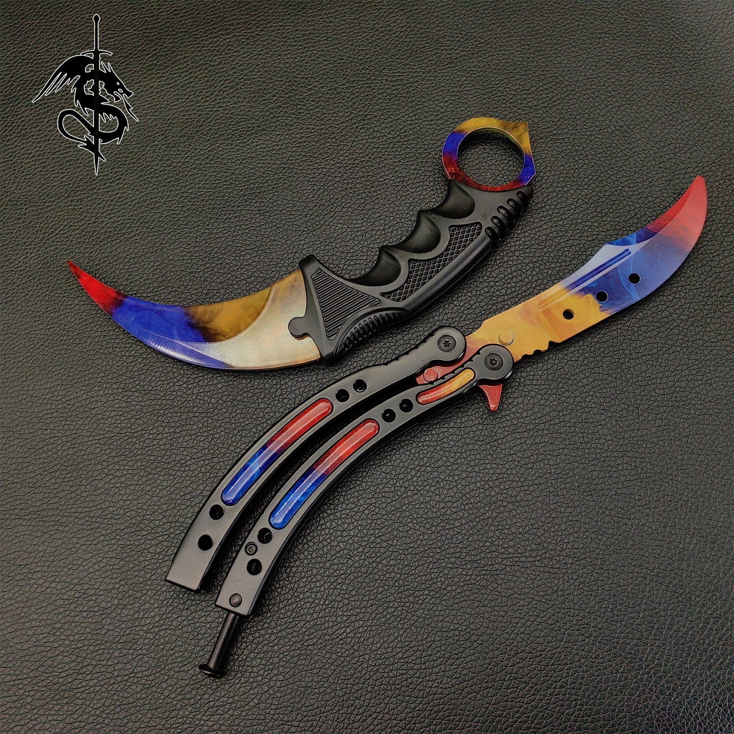 Marble Fade Skin Karambit Trainer & Balisong Knife Gift Case