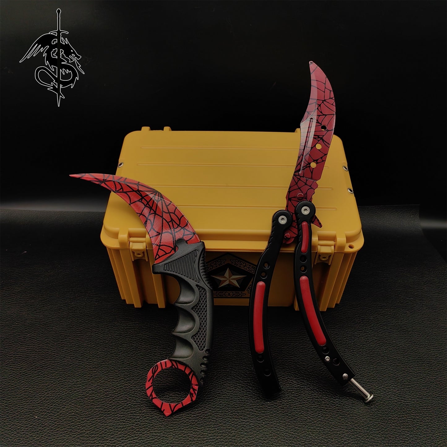 Crimson Web Skin Karambit Trainer & Balisong Knife Gift Case
