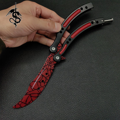 Crimson Web Skin Karambit Trainer & Balisong Knife Gift Case