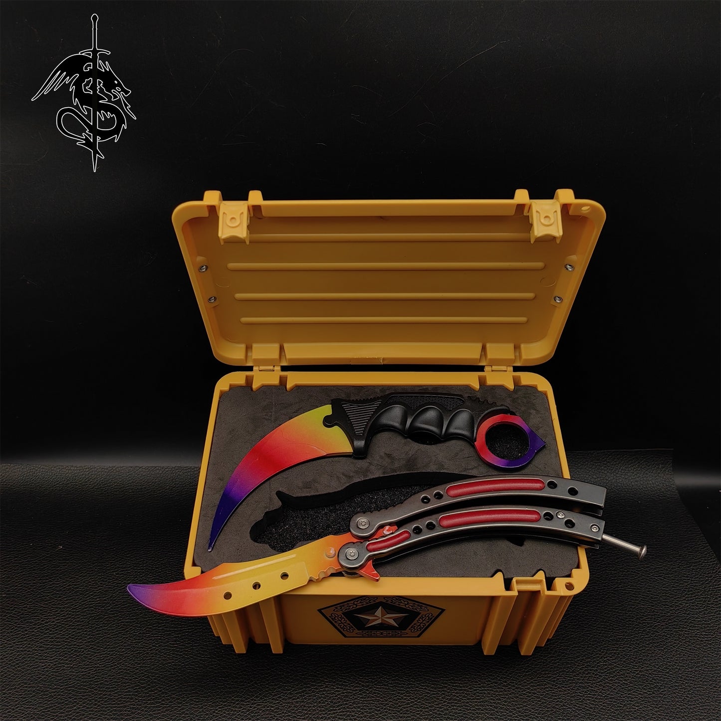 Fade Skin Karambit Trainer & Balisong Knife Gift Case