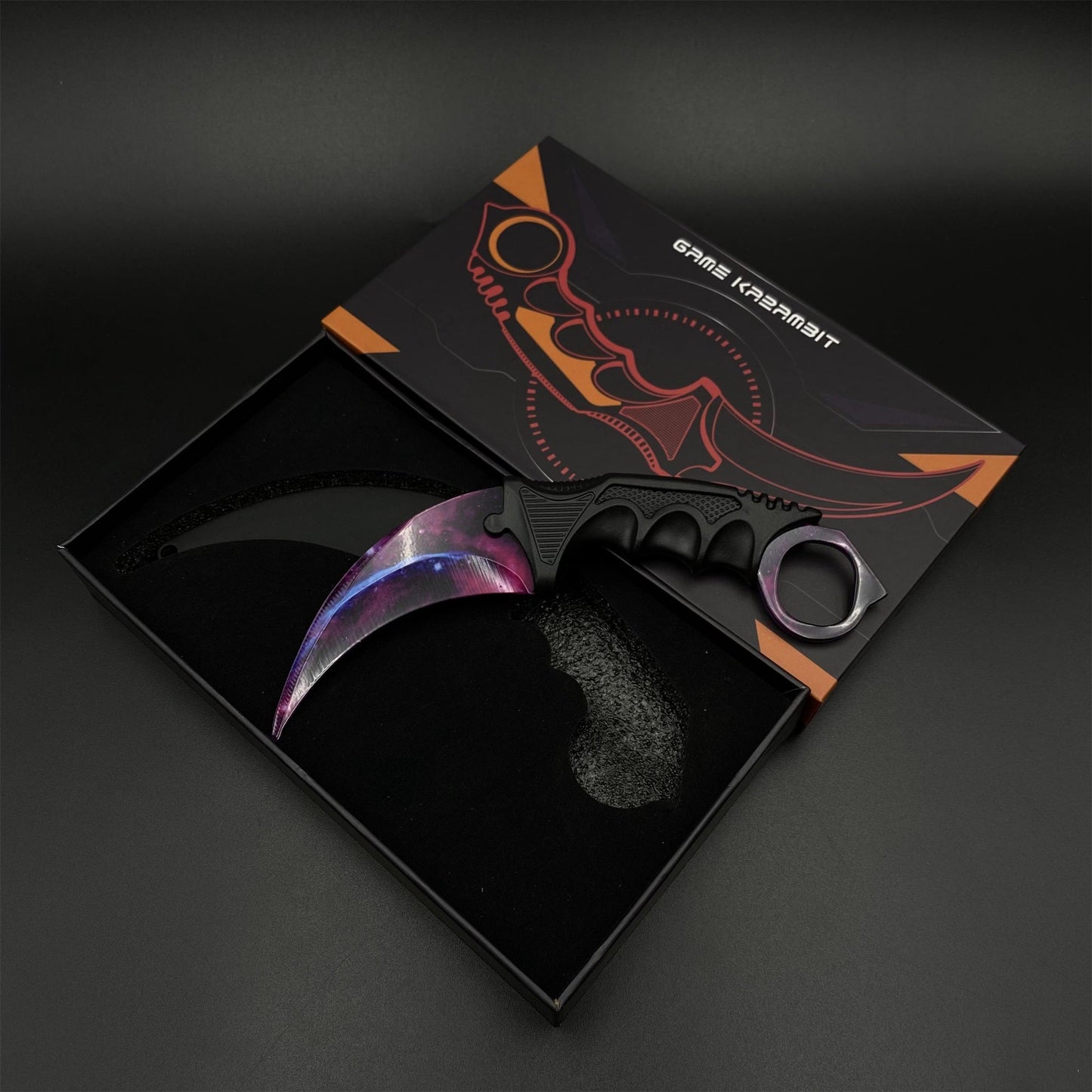 CS2 Game Karambit Galaxy Skin Replica Dull Blade Trainer Knife For Display Collectible Model