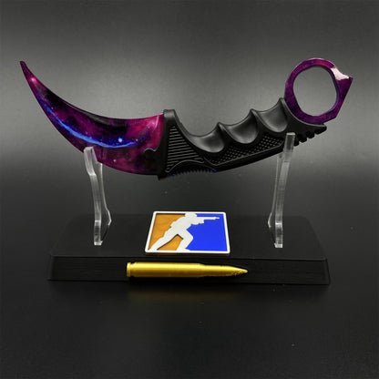 CS2 Game Karambit Galaxy Skin Replica Dull Blade Trainer Knife For Display Collectible Model