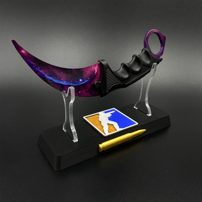 CS2 Game Karambit Galaxy Skin Replica Dull Blade Trainer Knife For Display Collectible Model