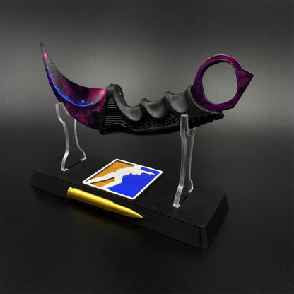 CS2 Game Karambit Galaxy Skin Replica Dull Blade Trainer Knife For Display Collectible Model