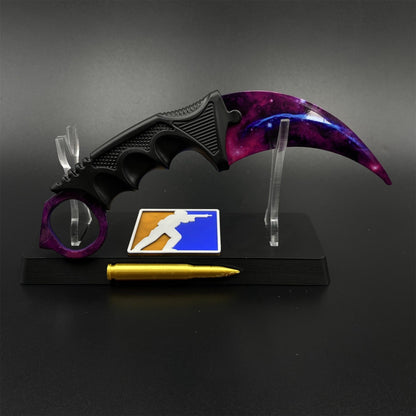 CS2 Game Karambit Galaxy Skin Replica Dull Blade Trainer Knife For Display Collectible Model