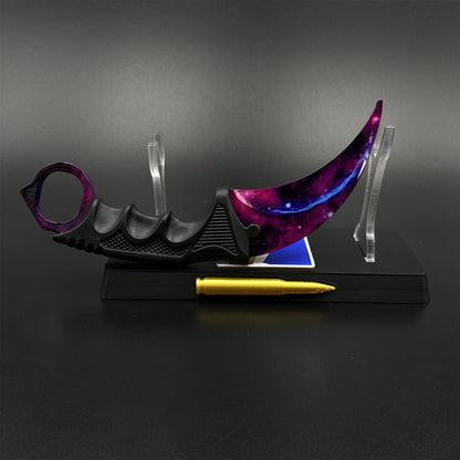 CS2 Game Karambit Galaxy Skin Replica Dull Blade Trainer Knife For Display Collectible Model