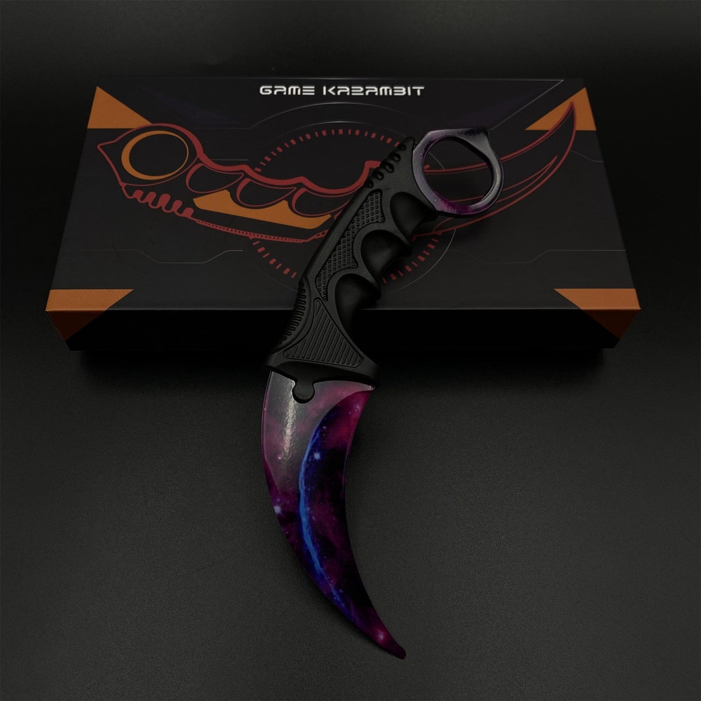 CS2 Game Karambit Galaxy Skin Replica Dull Blade Trainer Knife For Display Collectible Model