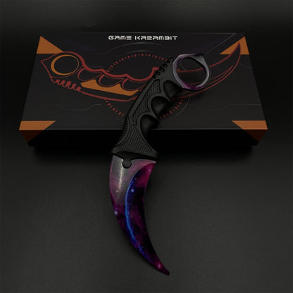 CS2 Game Karambit Galaxy Skin Replica Dull Blade Trainer Knife For Display Collectible Model