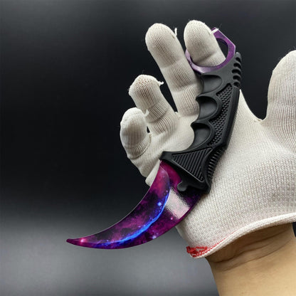 CS2 Game Karambit Galaxy Skin Replica Dull Blade Trainer Knife For Display Collectible Model