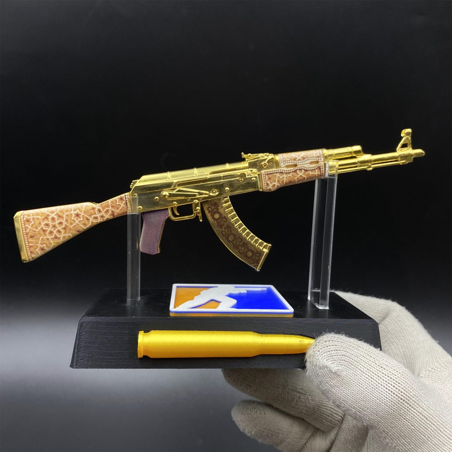 Tiny AK-47 Gold Arabesque Miniature Metal Collectible For Display