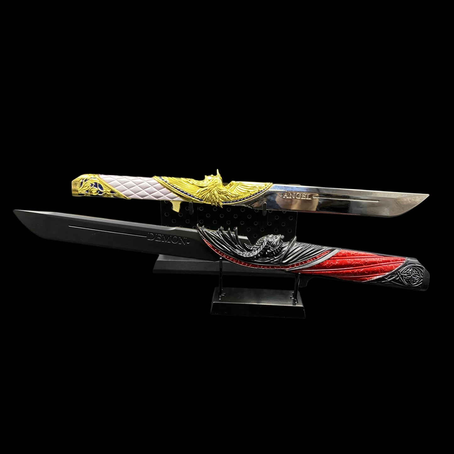 Metal Delta Force Dark Star Angel & Demon Twin Knives Blunt Blade Replica 35CM/13.8"