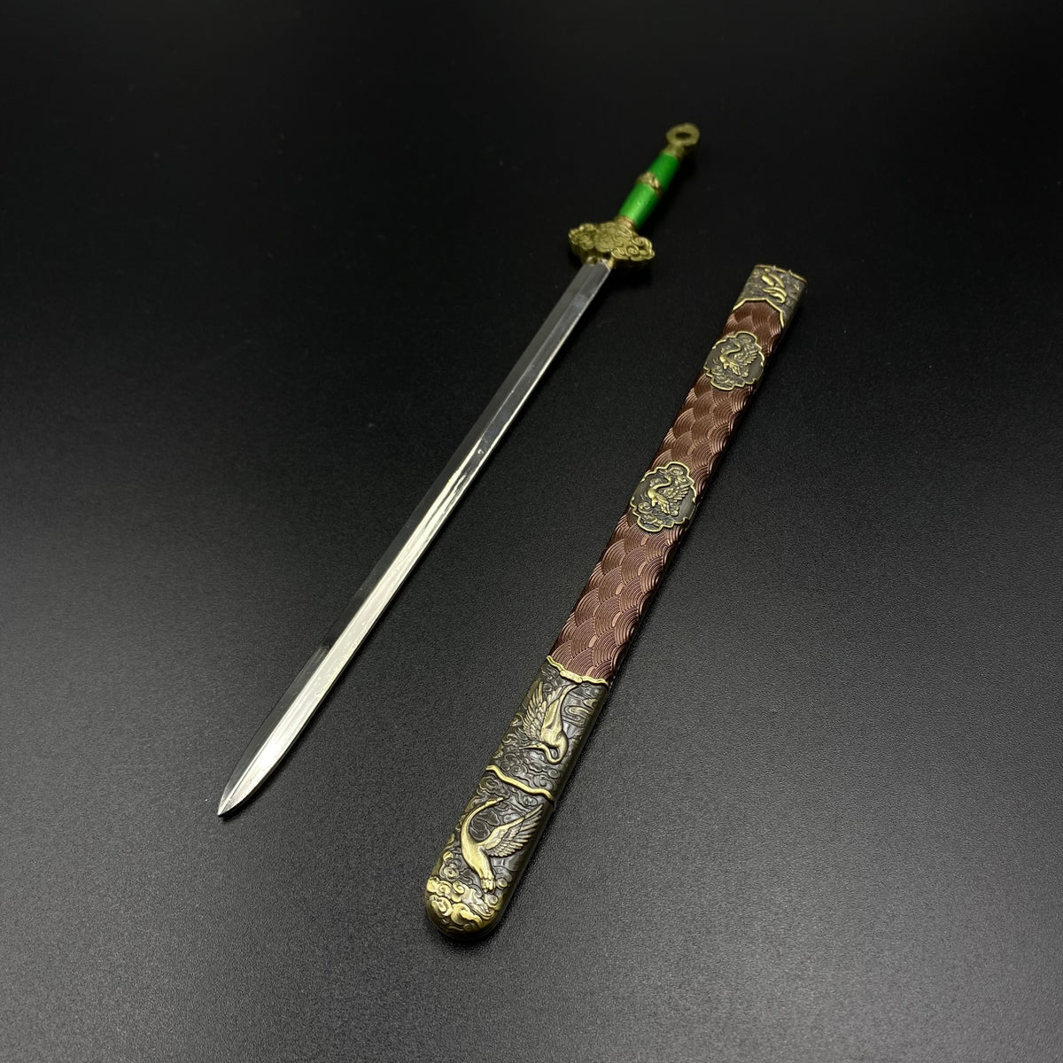Lu Dongbin Chunyang Sword Mini Replica, Chinese Legend Alloy Collectible Sword Ornament