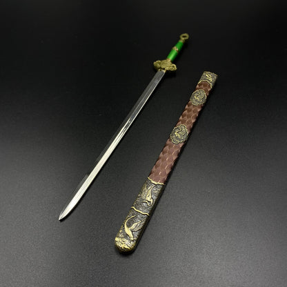 Lu Dongbin Chunyang Sword Mini Replica, Chinese Legend Alloy Collectible Sword Ornament