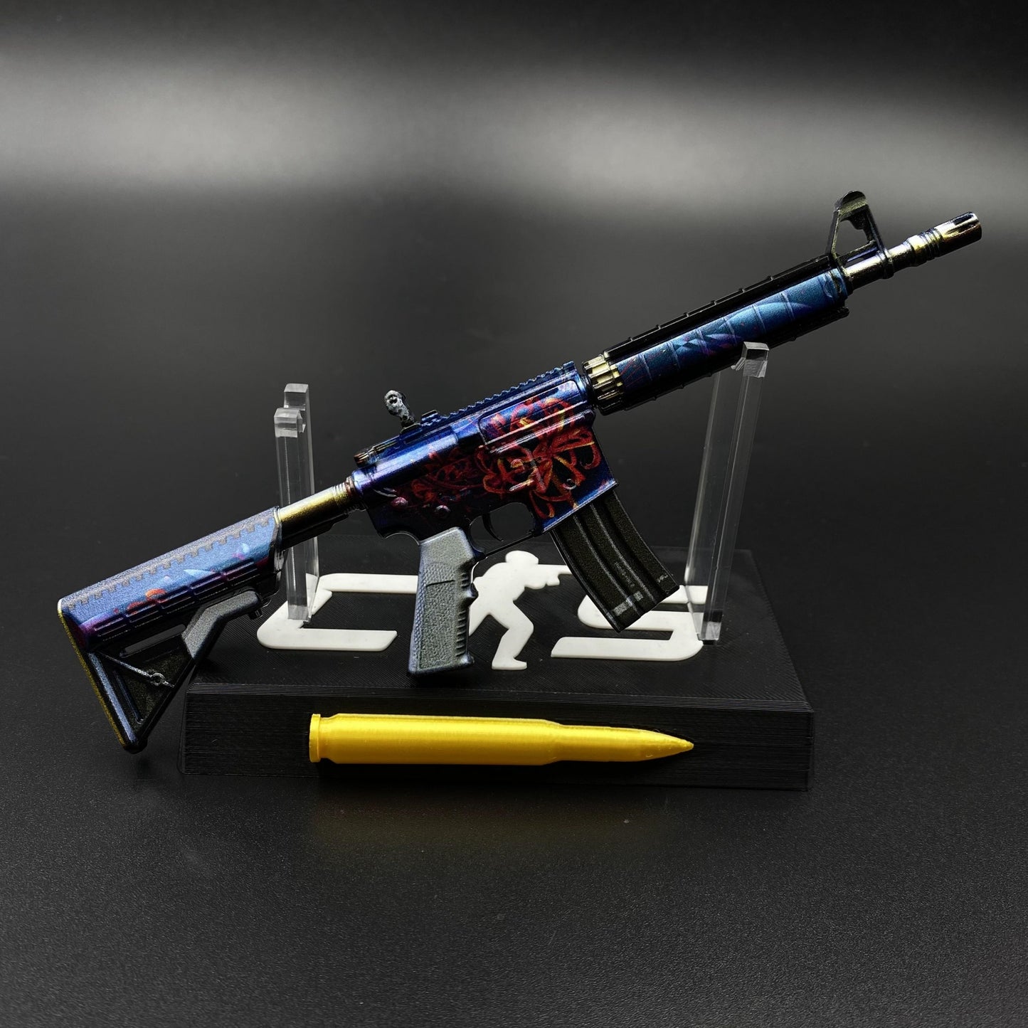 CS Game Skin M4A4 Red Blossom Mini Metal Game Replica For Collection
