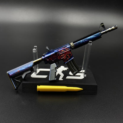 CS Game Skin M4A4 Red Blossom Mini Metal Game Replica For Collection