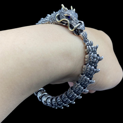 Articulated Chinese Dragon Scale Bracelet - Metal Eastern Dragon Miniature