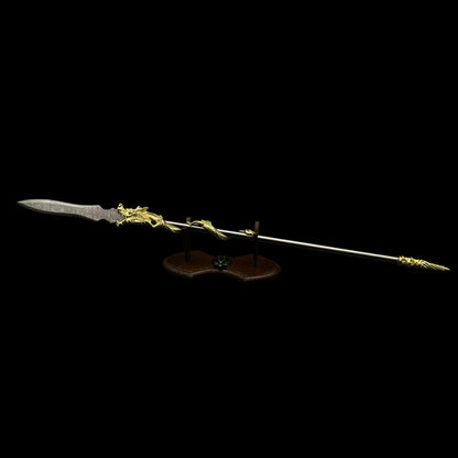 Hand-Forged Damascus Steel Dragon Spear Miniature 41CM/16.1"