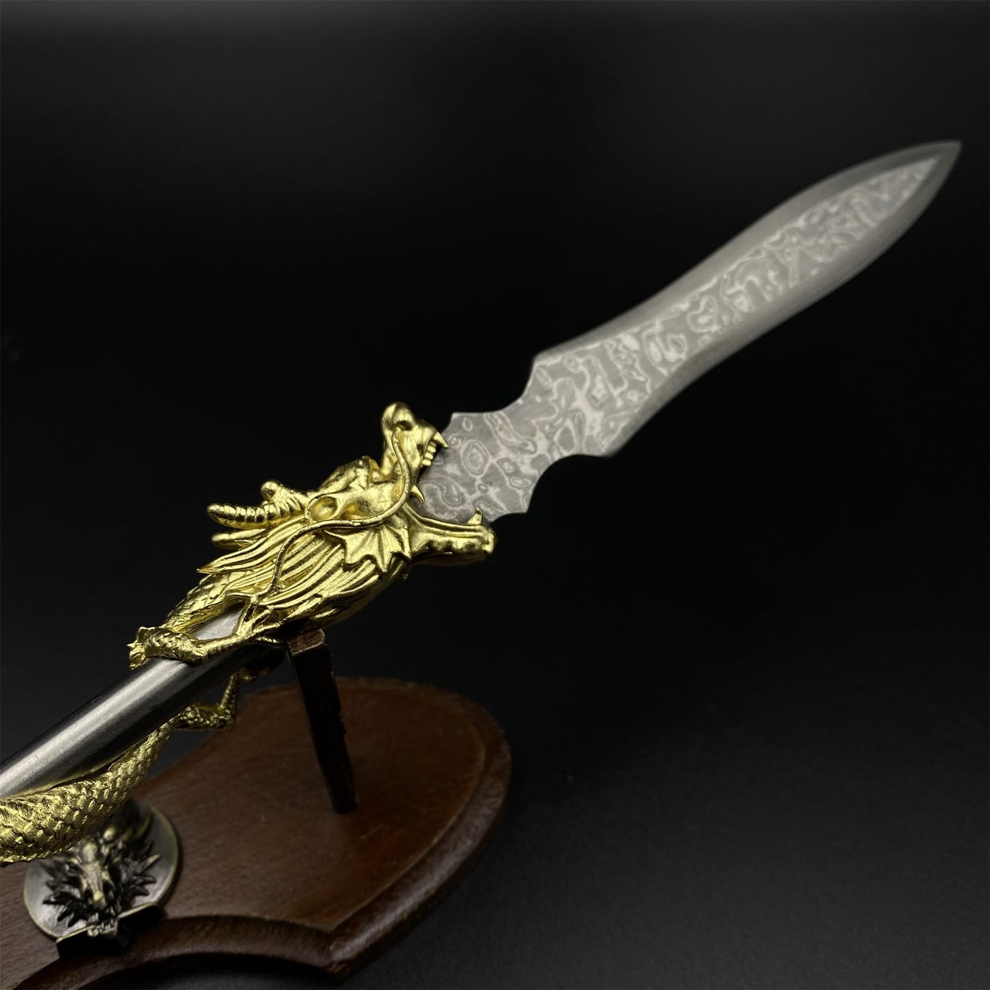 Hand-Forged Damascus Steel Dragon Spear Miniature 41CM/16.1"