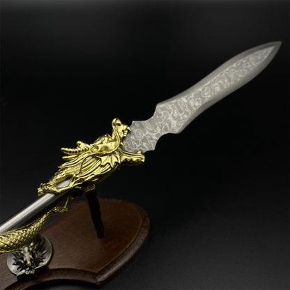 Hand-Forged Damascus Steel Dragon Spear Miniature 41CM/16.1"