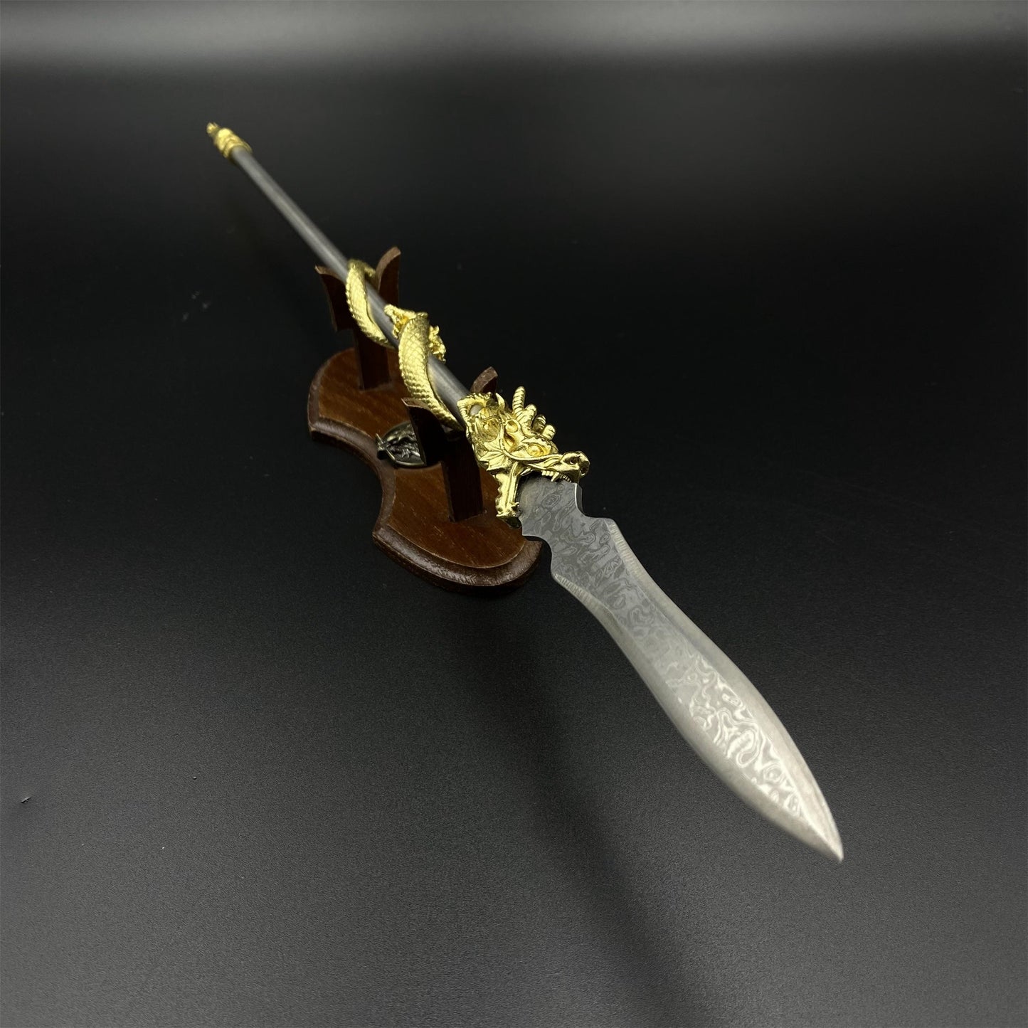 Hand-Forged Damascus Steel Dragon Spear Miniature 41CM/16.1"