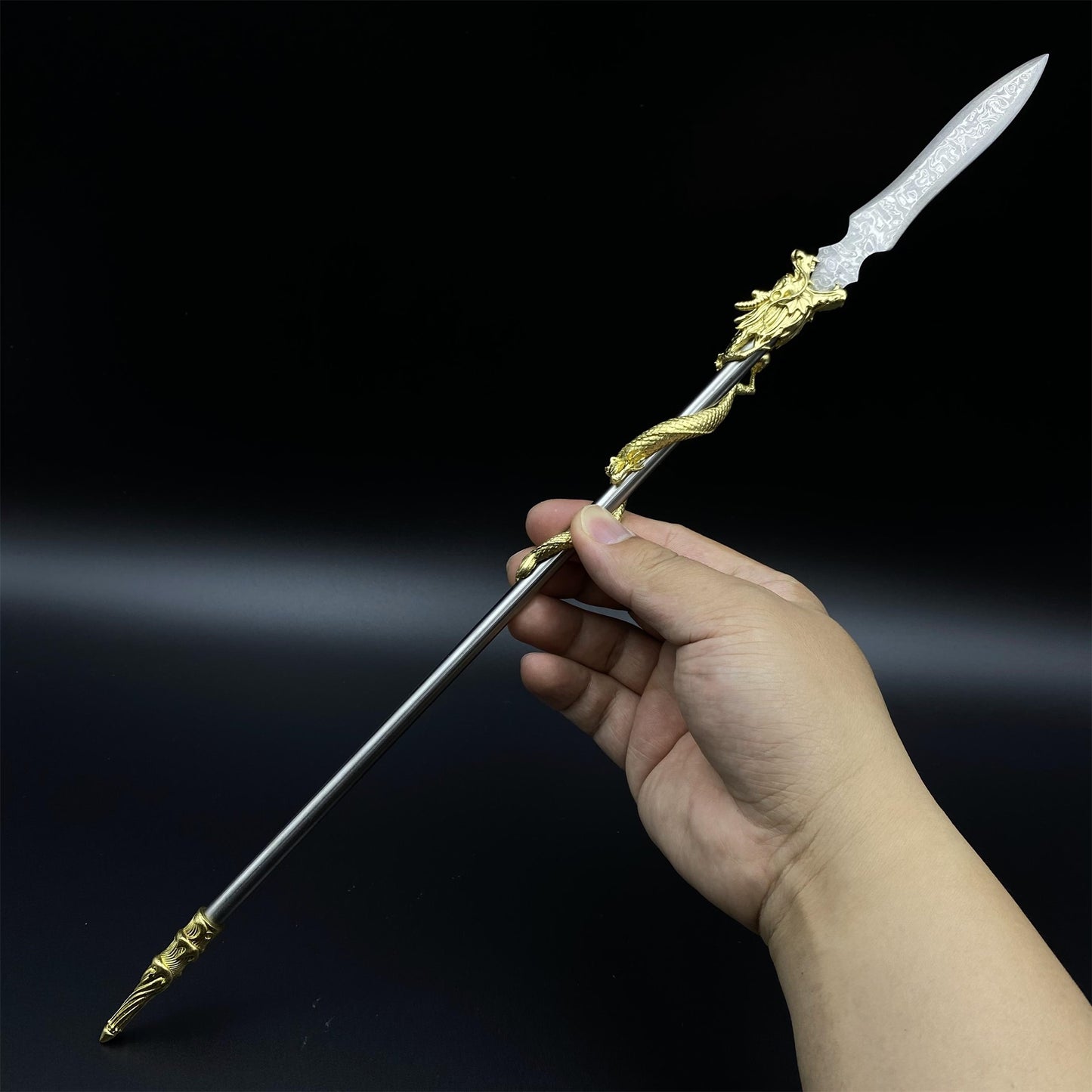 Hand-Forged Damascus Steel Dragon Spear Miniature 41CM/16.1"