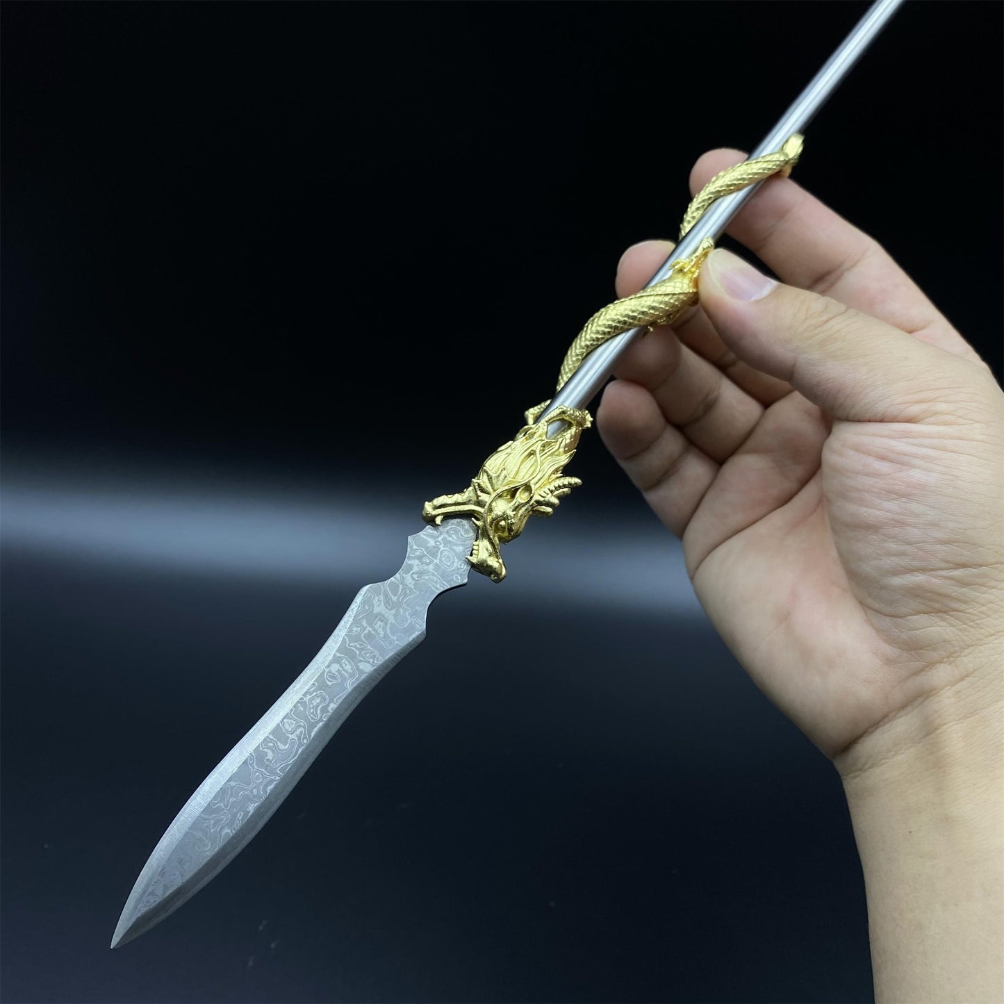 Hand-Forged Damascus Steel Dragon Spear Miniature 41CM/16.1"