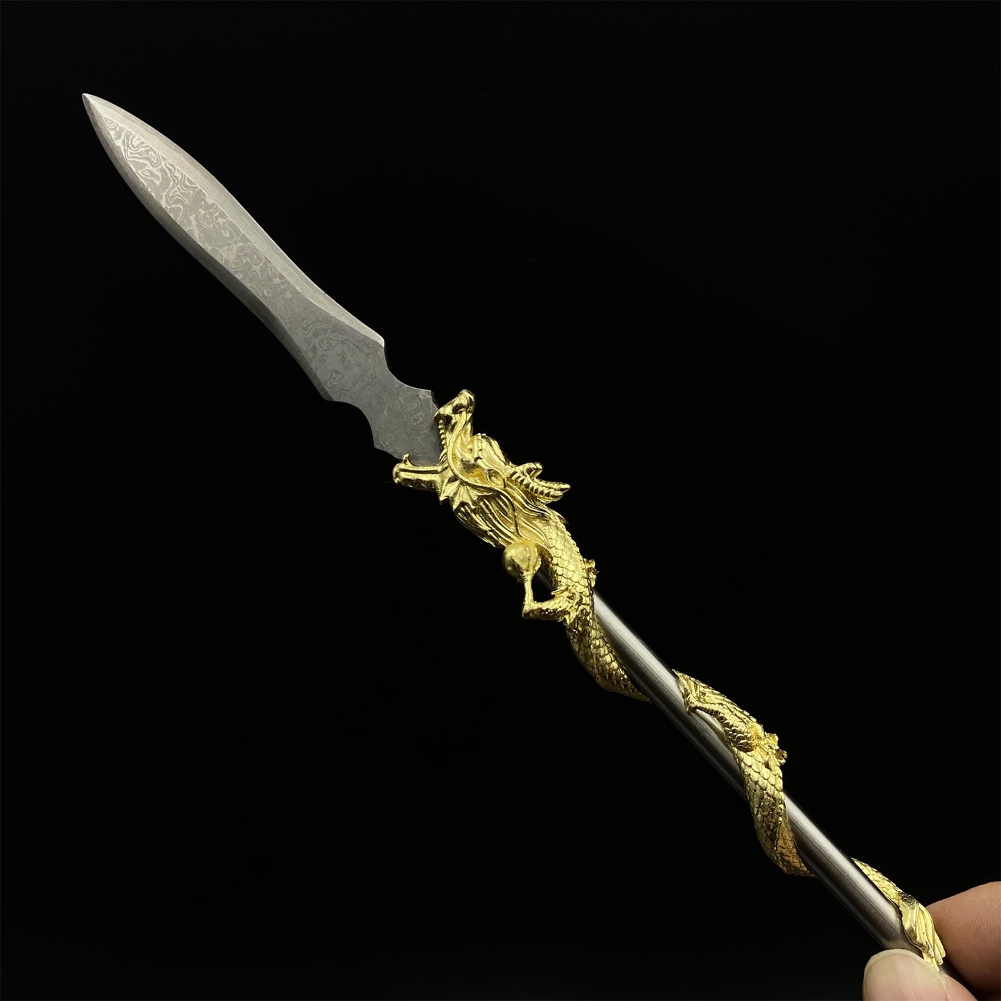 Hand-Forged Damascus Steel Dragon Spear Miniature 41CM/16.1"