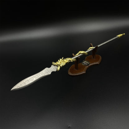 Hand-Forged Damascus Steel Dragon Spear Miniature 41CM/16.1"