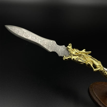 Hand-Forged Damascus Steel Dragon Spear Miniature 41CM/16.1"