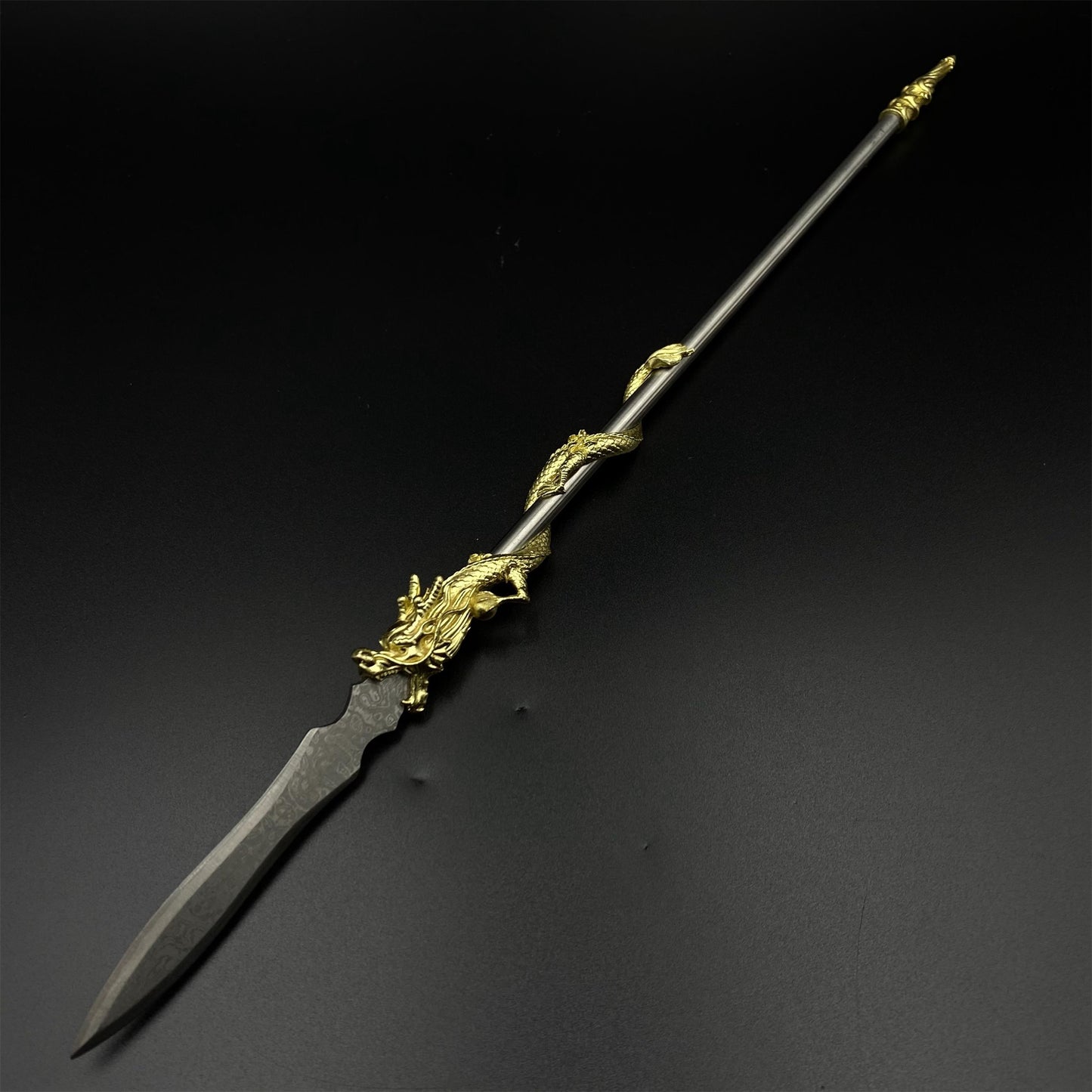 Hand-Forged Damascus Steel Dragon Spear Miniature 41CM/16.1"