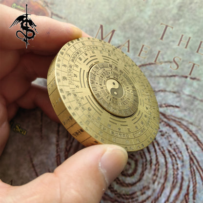 Brass Bagua Compass Finger Spinner Toy