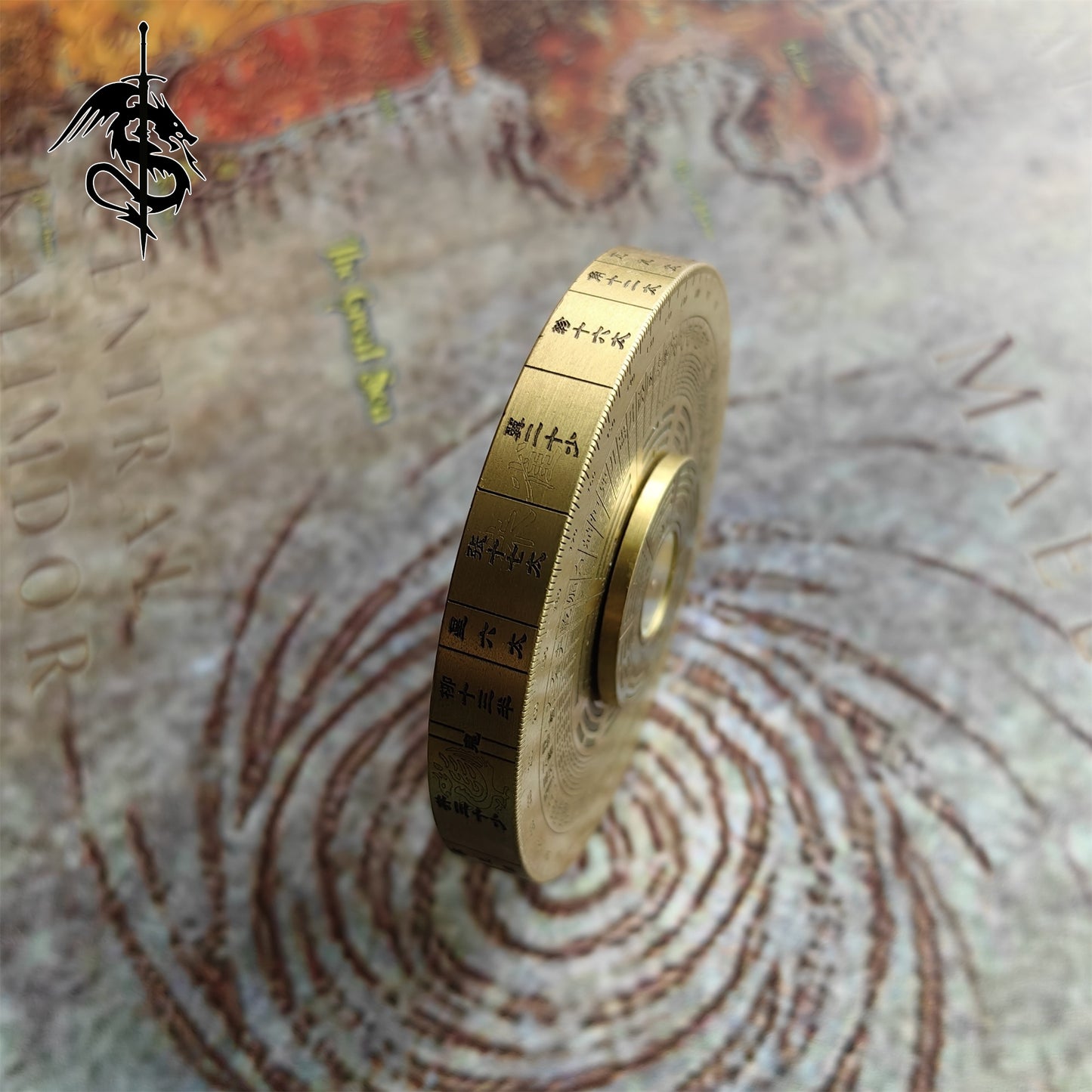 Brass Bagua Compass Finger Spinner Toy