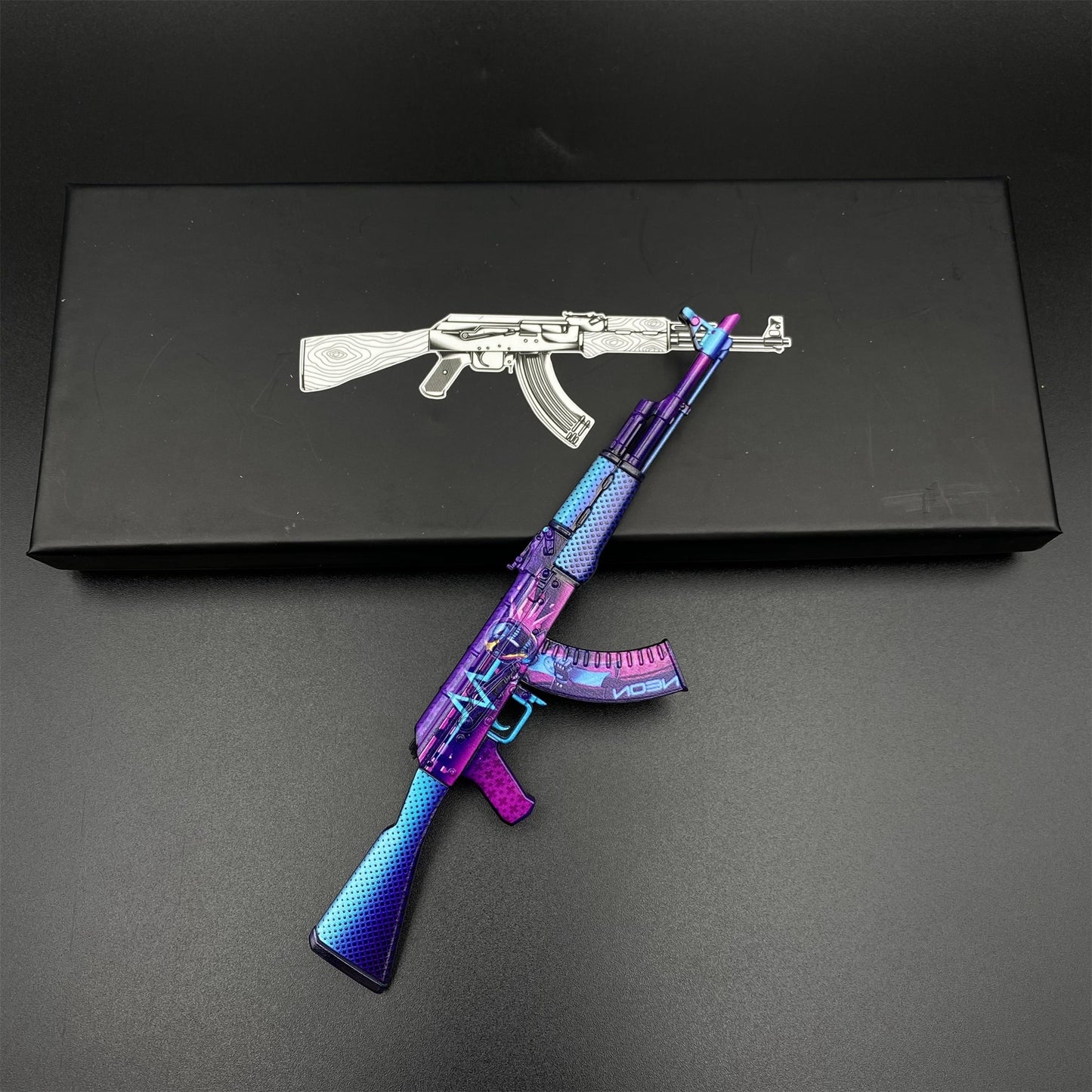 Hot Game CS2 Neon Rider Skin Metal AK-47 Mini Gun Metal Replica Game Prop Collectible