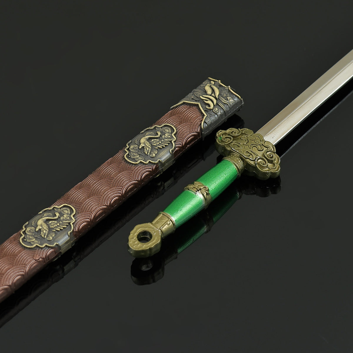 Lu Dongbin Chunyang Sword Mini Replica, Chinese Legend Alloy Collectible Sword Ornament