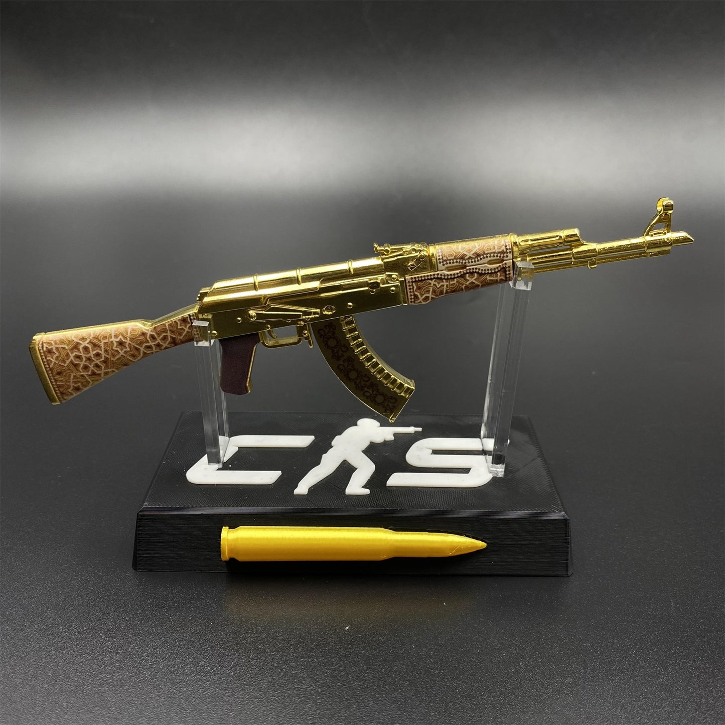 Tiny AK-47 Gold Arabesque Miniature Metal Collectible For Display